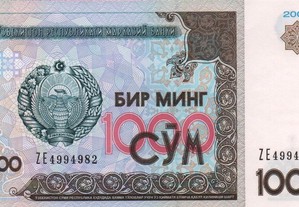 Uzbequistão - Nota de 1000 Sum 2001 - nova