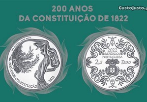 PORTUGAL - Moeda 2.50 euros - 200 anos da Constituição de 1822- AM
