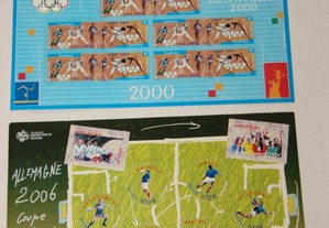 2 blocos selos frança - fifa 2006 e sydney 2000