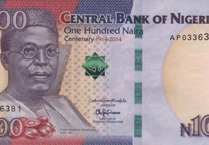 Nigéria - Nota de 100 Naira 2014 - nova
