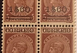 Quadra selos Imp. Postal e Telegráfico c/sob.-1929