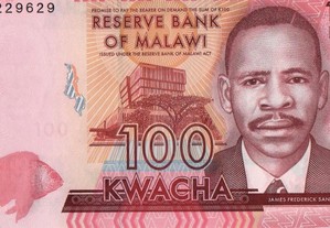 Malawi - Nota de 100 Kwacha 2016 - nova