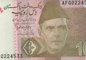 Paquistão - Nota de 10 Rupees 2015 - nova