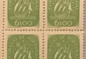 Quadra selos novos Caravela 6$00 - ano 1949
