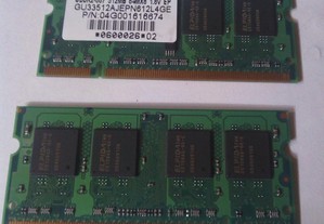 2 Memoria RAM de 1 G pc2-5300 CL5 200 - pin SODDIM