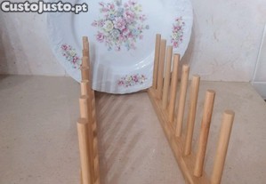 Suporte em bambu para 8 pratos, novo.