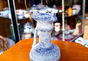 Jarra vidro azul salpicado branco