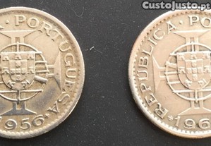 Lote de 2 moedas de 2$50 - Angola anos 1956 e 1967