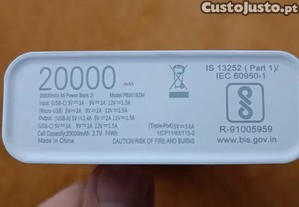 Powerbank Xiaomi 20000mah carregamento rpido novo em caixa