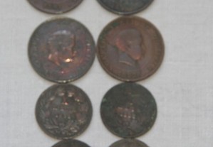 Oito moedas de Reis D. Carlos e D. Luiz