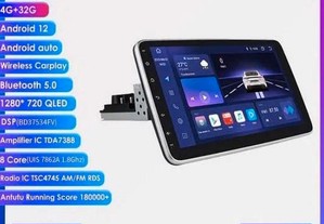 Autorrádio 1din 10" QLED Carplay/Android Auto WI-FI + 4G, GPS 4GB+32GB