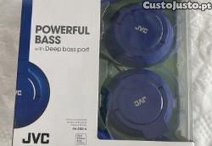 JVC HA-SR185-A Leve e Potente Auscultadores de Baixo com Controle Remoto e Microfone - Azul