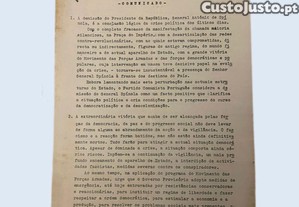 Comunicado PCP acerca da demissão António de Spínola 1974