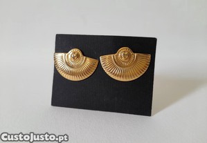 Brincos de mola vintage dos anos 80 banhados a ouro 18K de designer espanhol