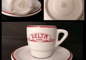 Chávena de café Delta com pires da Delta boutique com carimbo PB das Porcelanas da Batalha