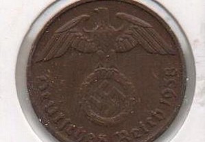 Alemanha(3º Reich) - 2 Reichspfennig 1938 D - mbc+