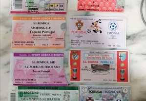 Bilhetes antigos de jogos de futebol SLB, SCP, FCP ...