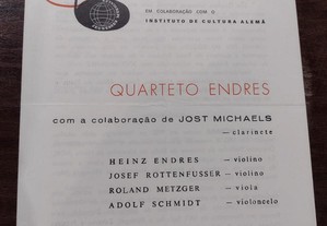 Programa Quarteto Endres / Jost Michaels 1974