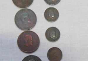 Oito moedas de Reis D. Carlos l