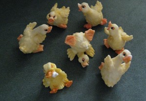 Conjunto de 7 Miniaturas Patos em Marfinite (todos diferentes)