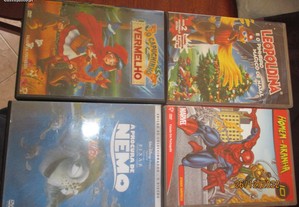 4 dvd's - Homem aranha,O capuc. vermelho, À proc. de Nemo e Leopoldina