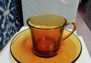 Chávena de Café, Âmbar "Duralex Lys", Vintage, em vidro