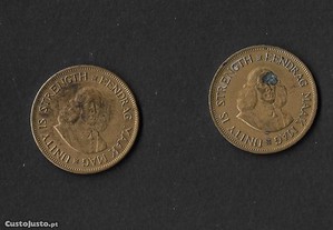 2 moedas circuladas 1 céntimo . África do Sul 1961/62