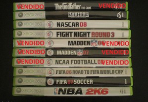 6 jogos X-BOX 360 BattleField Nascar Fight Night FIFA NBA