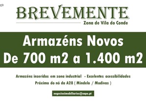 Armazéns novos de 700 m2 a 1400 m2 zona de Vila do Conde