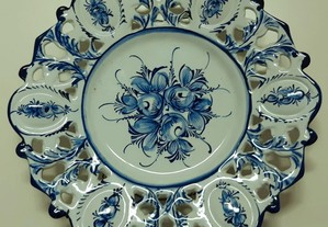 Retro Vintage Antigo Prato Decorativo 29cm Porcelana Rendilhada Pintado à mão