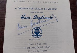 Programa com Maestro Hans Stadlmair 1963 Autografado