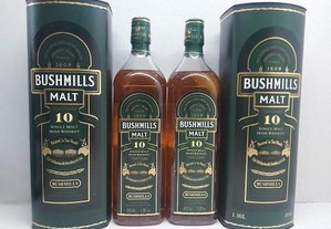 2 garrafas de whisky Bushmills 1 litro