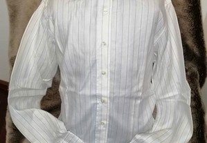 Camisa clássica riscas branco, azul e bege Tam. 38 Sacoor - exc. estado