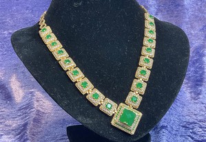 Colar senhora prata925,emerald