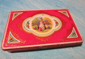 Caixa antiga de chocolates / bombons em metal com impressão a cores