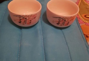 Conjunto 2 taças japonesas faiança pintadas mão
