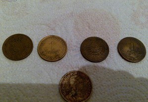 1$00 escudo (5 moedas 1 escudo) angola, moçambique