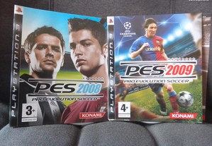 3 jogos PS3, PES (2008, 2009 e 2018) sem caixa