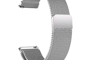Bracelete 22mm em aço, Milanesa magnética (Nova) Prateada