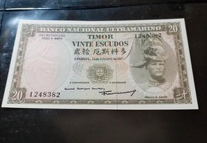 Nota 20 escudos Timor nova
