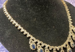 Colar senhora prata925, blue sapphire marcaste