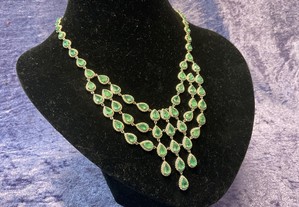 Colar senhora prata925 top green emeralds
