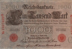 Alemanha(Império) - Nota de 1000 Mark 1910 - mbc
