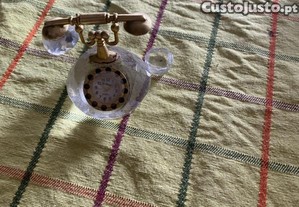 recordacao relogio mini telefone em vidro e dourado