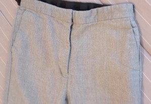 Calças cinzento ligeiramente mescladas bolsos laterias - Tam M - Zara