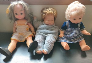 Conjunto de 3 bonecas vintage, grandes