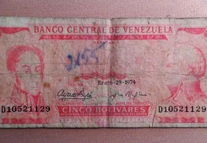 nota 5 bolivares banco central venezuela