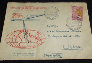 Sobrescrito de 1º Dia FDC 1963 Envelope circulado Lourenço Marques/Lisboa