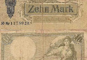 Alemanha(Império) -Nota de 10 Mark 1906 - mbc rara