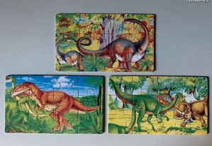 Conjunto de 3 Puzzles de 12 Peças: Dinossauros